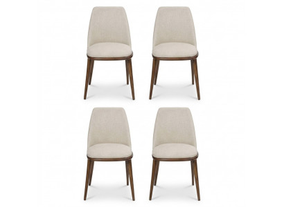 White designer chair set 4x kitchen chairs luxury seating furniture wooden frame