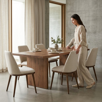 Modern dining room white 6x chairs wooden furniture chairs luxury design furnishings