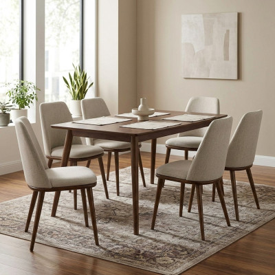 Modern dining room white 6x chairs wooden furniture chairs luxury design furnishings