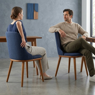 Stylish Blue Dining Chairs Designer Wooden Frame Modern Kitchen Chair