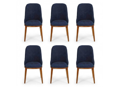 Luxury Dining Room Blue 6x Chairs Wood Furniture Chairs Stylish Design Interior