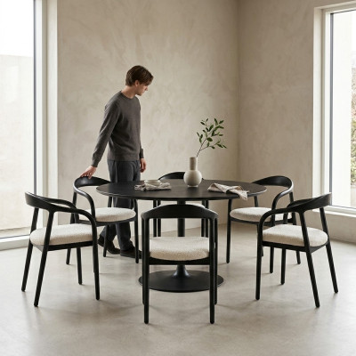 Stylish Stainless Steel 6x Chairs Dining Room Black Modern Chair Designer Metal