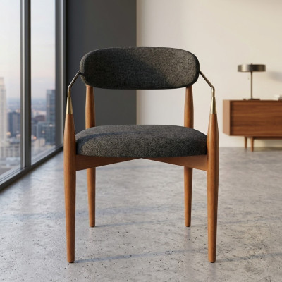 Dining room chair grey chair with armrests upholstery furnishing luxury furniture
