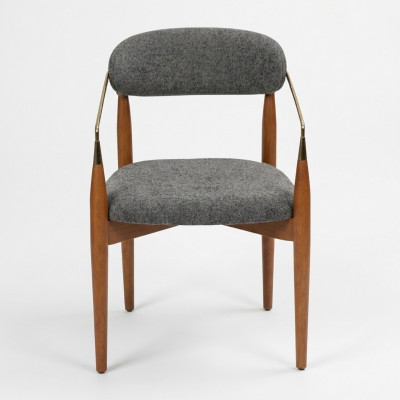 Dining Chair Gray 2x Chairs with Armrests Upholstered Furniture Luxury Furniture