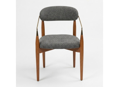 Dining Chair Gray 2x Chairs with Armrests Upholstered Furniture Luxury Furniture