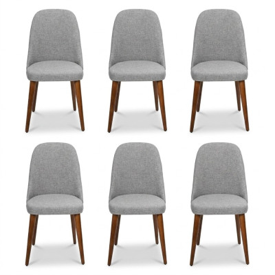 Chair Designer 6x Chairs Wooden Chair Gray Dining Chair Luxury Wood New Furniture
