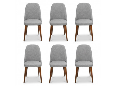 Chair Designer 6x Chairs Wooden Chair Gray Dining Chair Luxury Wood New Furniture