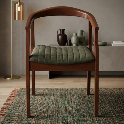 Chair Brown Design Living Room Dining Room Wood Chairs Upholstered with Armrest