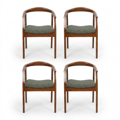 Modern chair brown design living room dining room wood 4x chairs upholstered new