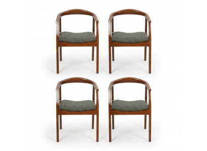 Modern chair brown design living room dining room wood 4x chairs upholstered new