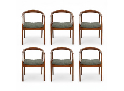 Chair Brown Design Living Room Dining Room Wood 6x Chairs Upholstered New