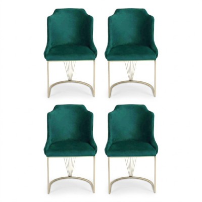 Designer green dining chair 4x chairs luxury single-seater modern dining room