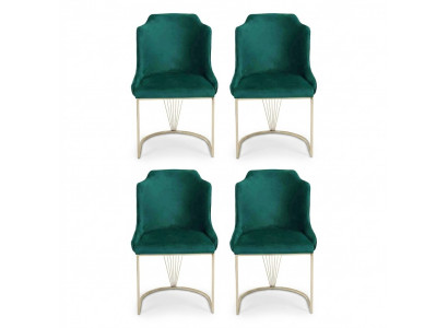 Designer green dining chair 4x chairs luxury single-seater modern dining room