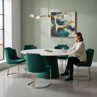Luxury designer green dining chair 6x chairs single-seater modern dining