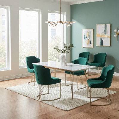 Luxury designer green dining chair 6x chairs single-seater modern dining