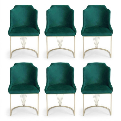 Luxury designer green dining chair 6x chairs single-seater modern dining