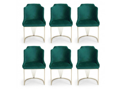 Luxury designer green dining chair 6x chairs single-seater modern dining