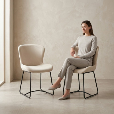 Dining chair 2x chairs dining room modern chairs metal design white new