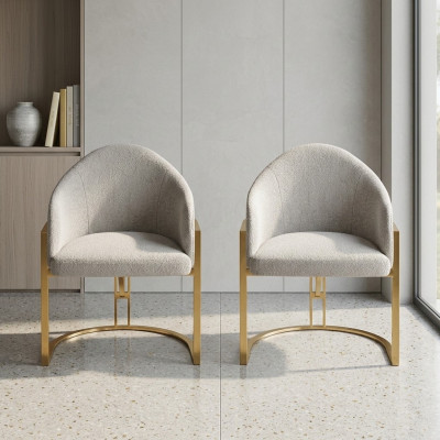 Stylish 2x Chairs Upholstered Dining Chair Metal Kitchen Chair White Modern