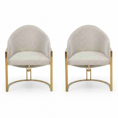 Stylish 2x Chairs Upholstered Dining Chair Metal Kitchen Chair White Modern