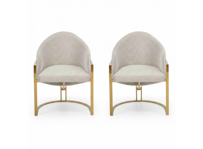 Stylish 2x Chairs Upholstered Dining Chair Metal Kitchen Chair White Modern