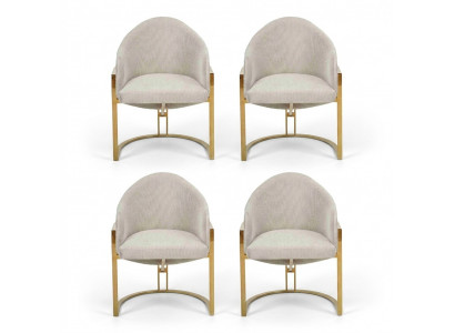 Modern 4x Chairs Upholstered Dining Chair Metal Kitchen Chair White Stylish