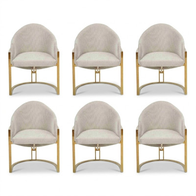 Modern 6x Chairs Upholstered Dining Chair Metal Kitchen Chair White Stylish