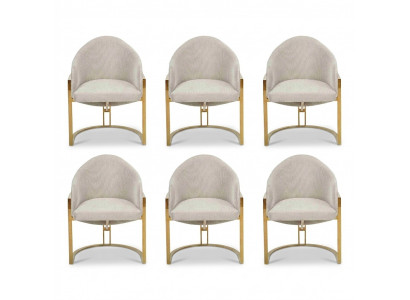 Modern 6x Chairs Upholstered Dining Chair Metal Kitchen Chair White Stylish
