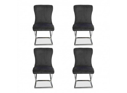 Chesterfield Black 4x Chairs Without Armrests Metal Frame Dining Chairs