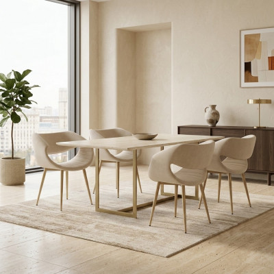 Modern 4x chairs upholstered chair luxury armchair dining room living room new
