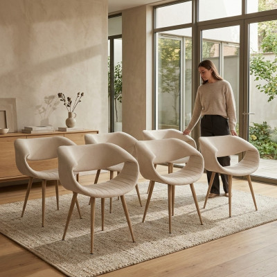 Luxury chairs 6x padded modern white chair chair dining room living room new
