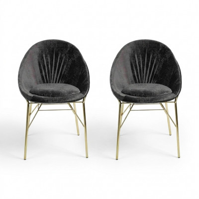Design Black 2x Chairs Without Armrests Dining Room Modern Furniture Luxury New