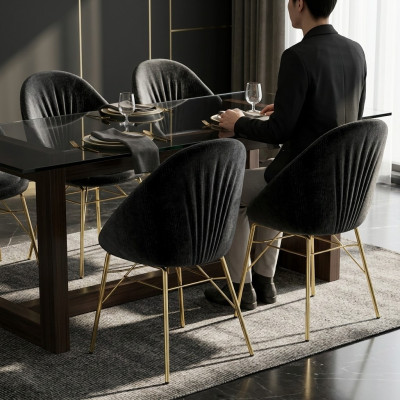 Luxury Design Black 4x Chairs Without Armrests Dining Room Modern Furniture