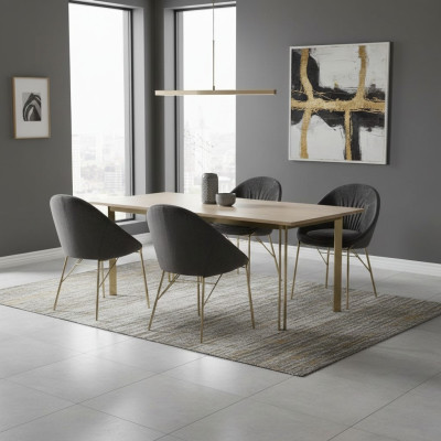 Luxury Design Black 4x Chairs Without Armrests Dining Room Modern Furniture