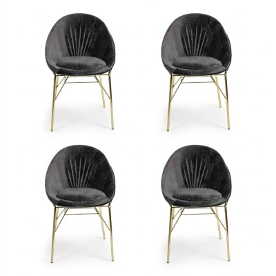 Luxury Design Black 4x Chairs Without Armrests Dining Room Modern Furniture