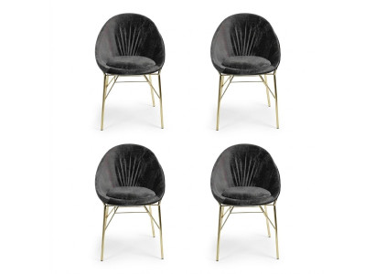 Luxury Design Black 4x Chairs Without Armrests Dining Room Modern Furniture