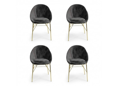 Luxury Design Black 4x Chairs Without Armrests Dining Room Modern Furniture