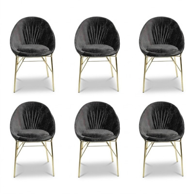Modern design black 6x chairs without armrests dining room luxury furniture