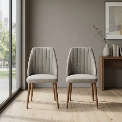 Modern 2x Chairs Upholstered Chair Luxury Armchair Gray Chair Lounge Chair Dining Room