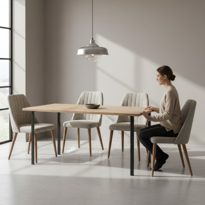 Modern gray set of 4 chairs upholstered chair luxury armchair chair dining room chair