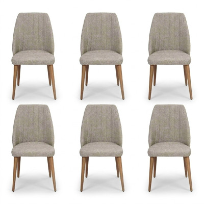 Modern 6x Chairs Upholstered Chair Luxury Armchair Gray Chair Dining Room Chair