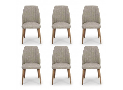 Modern 6x Chairs Upholstered Chair Luxury Armchair Gray Chair Dining Room Chair