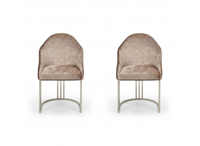 Dining room chair luxury modern 2x chairs textile design metal chair furniture