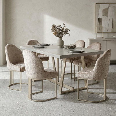 Luxury dining chair 6x chairs textile design metal contemporary chair furniture
