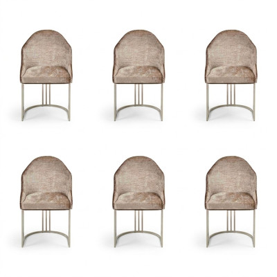 Luxury dining chair 6x chairs textile design metal contemporary chair furniture