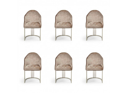 Luxury dining chair 6x chairs textile design metal contemporary chair furniture