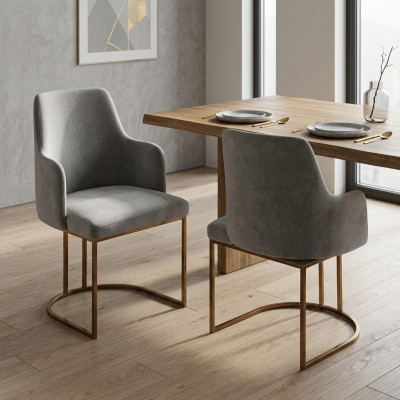 Modern dining room chair kitchen chairs luxury design 2x chairs armchairs gray new