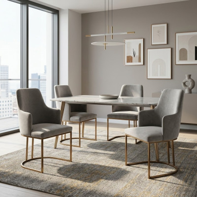 Modern gray dining chairs stylish kitchen chairs luxury design 4x chairs new