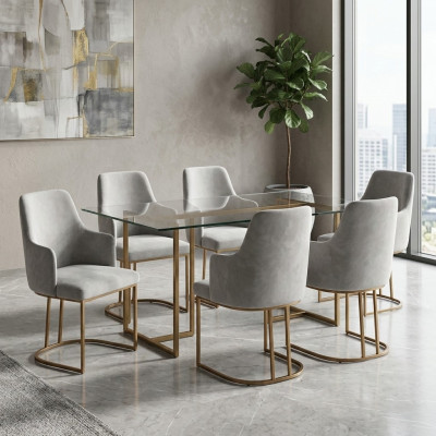 Luxury gray dining chairs stylish kitchen chairs modern design 6x chairs new