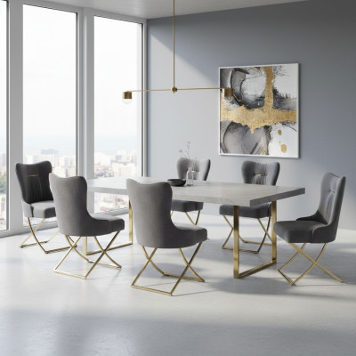 Stylish dining room 6x chairs luxury armchair chair gray armchair living room furniture new